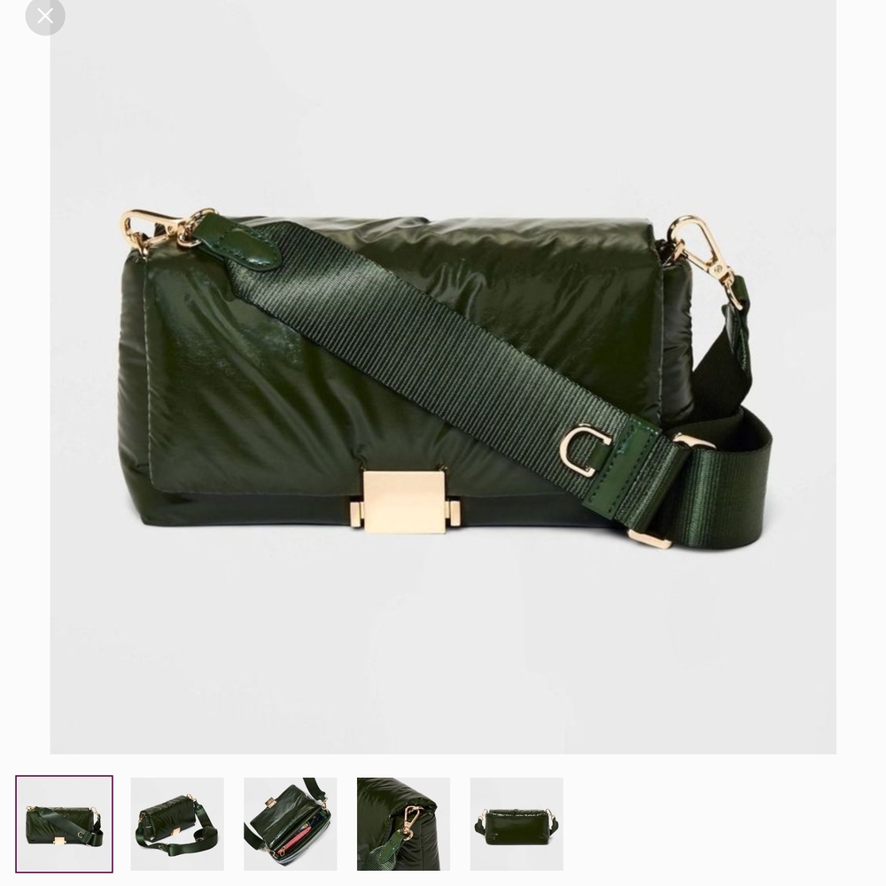 Forest Green Crossbody Bag with Gold Accents